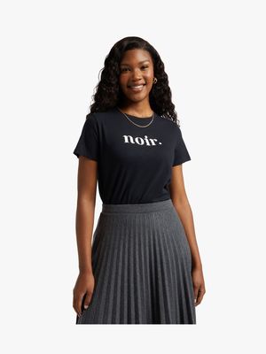 Women's Black Slogan Print T-Shirt