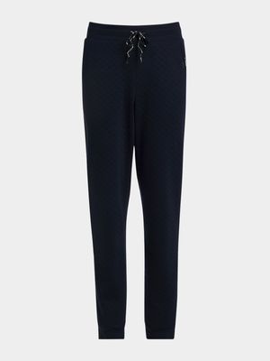 Older Boy's Navy Quilted Joggers
