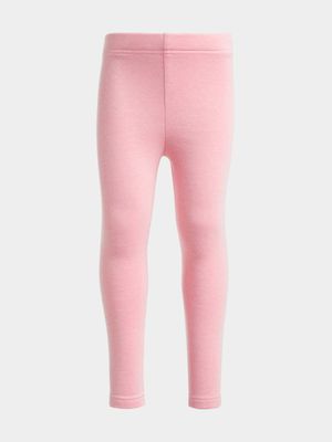 Younger Girl's Pink Fleece Leggings