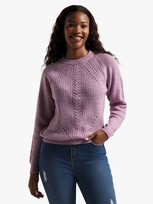 Women's Light Pink Cable Knit Jersey