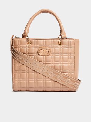 Jacquard Strap Quilted Mini Tote Bag