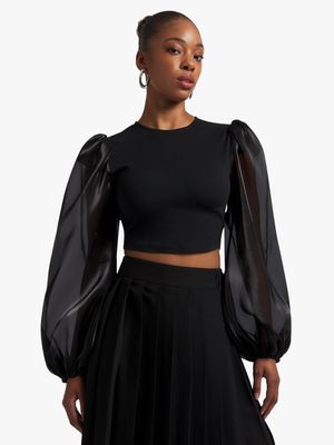 Women's Elwen Design Black Fashion Cropped Top