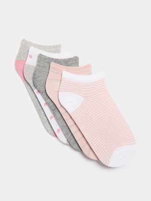 Womens Pink 5-Pack Trainer Socks