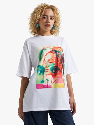Women's White 'Tinted Film Girl' Graphic Top