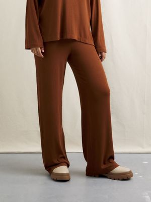 Women's Canvas Rib Co-ord Wide Pants Tobacco