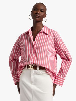 Striped Poplin Relaxed Fit Shirt
