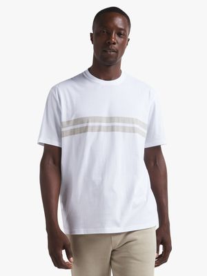 Men's White Stripe Print T-Shirt