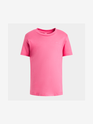 Younger Girl's Hot Pink Basic T-Shirt