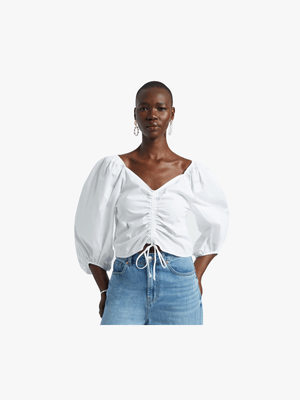 Ruched Balloon Sleeve Top
