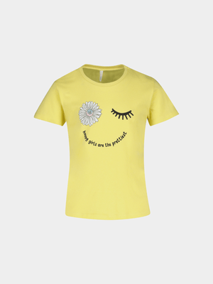 Younger Girl's Yellow Graphic Print T-Shirt