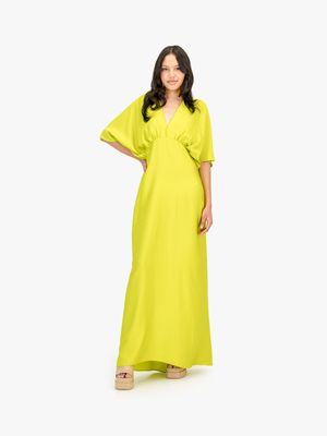 Women's Rosey & Vittori Lime Satin Short Sleeve Dress