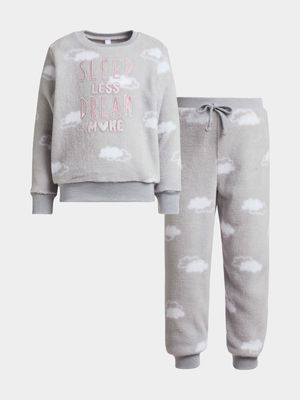 Older Girl's Grey Cloud Sleepwear Set