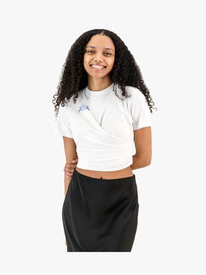 Women's Rosey & Vittori White Graphic Wrap T-shirt
