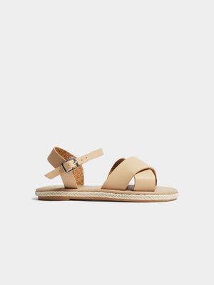 Older Girl's Natural Crossover Sandals