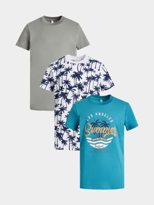 Younger Boy's Teal 3-Pack T-Shirts