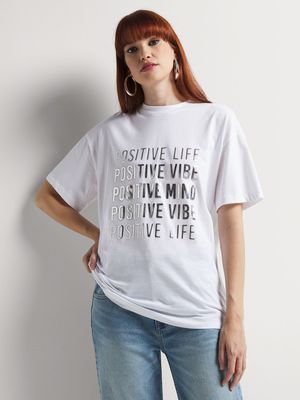 Positive Life Foil Print T-Shirt