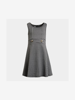 Younger Girls Houndstooth Pinafore Dress