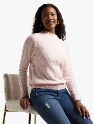 Women's Light Pink Chevron Knit Jersey
