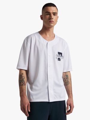 Men's White Mesh Baseball Shirt