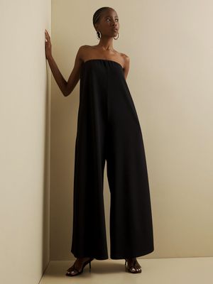 Iconography Strapless Bootube Jumpsuit With Pockets Black