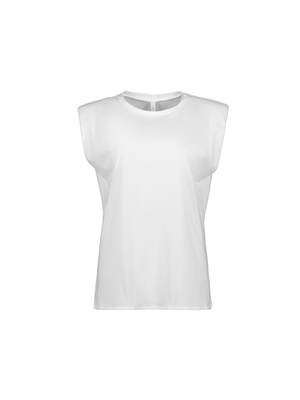 Women's White Shoulder Pad T-Shirt