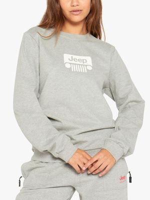 Women's Jeep Grey Icon Crew Neck Sweater