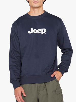Men's Plus Jeep Navy Icon Crew Neck Fleece Sweater