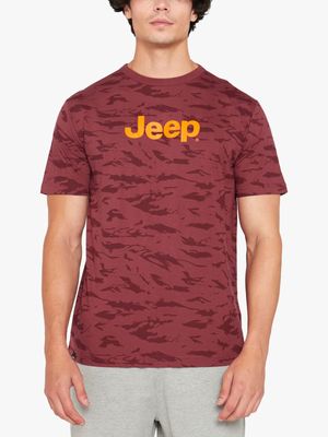 Men's Jeep Red Logo Aop T-Shirt