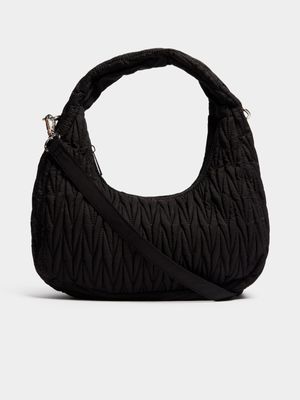Women's Black Quilted Shoulder Bag