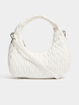 Women's White Quilted Shoulder Bag