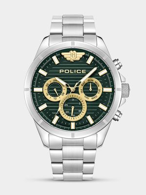 Police Raho Stainless Steel Green Dial Chronograph Bracelet Watch