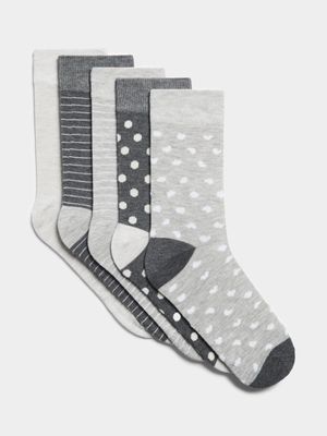Jet Women's Assorted 5 Pack Grey Anklet Socks
