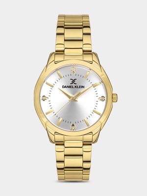 Daniel Klein Gold Plated White Dial Bracelet Watch