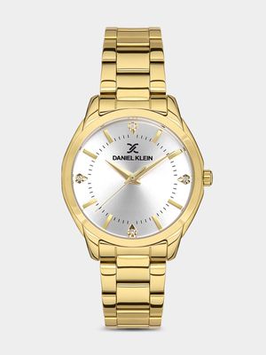 Daniel Klein Gold Plated White Dial Bracelet Watch