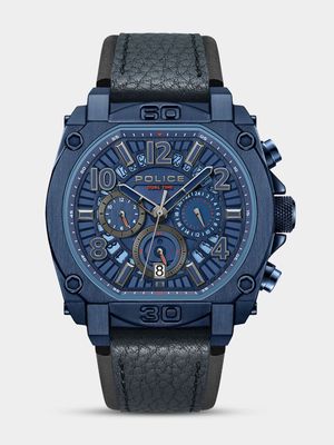 Police Norwood Blue Plated Blue Dial Navy Blue Leather Chronograph Watch
