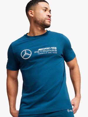 Puma Men's Mercedes-AMG Petronas Motorsport ESS Logo Blue T-shirt