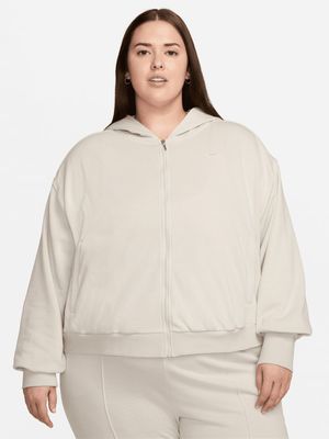 Nike Women's Chill Terry Loose Full-Zip French Terry Natural Hoodie (Plus Size)