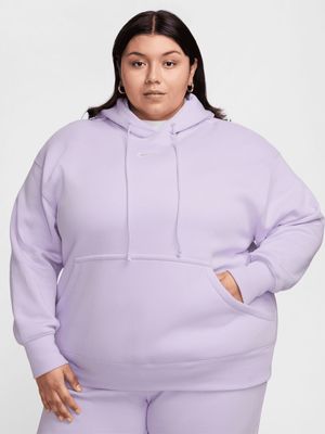 Nike Women's Phoenix Fleece Women's Oversized Pullover Violet Hoodie (Plus Size)