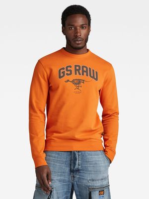 G-Star Men's Skeleton Dog Graphic Orange Sweater