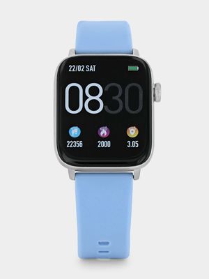 Tempo Pulse 7.0 Silver Plated Light Blue Silicone Smart Watch