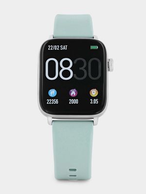 Tempo Pulse 7.0 Silver Plated Mint Green Silicone Smart Watch