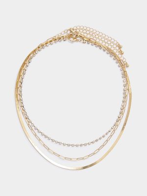 Tripple Layer Fine Chain Necklace