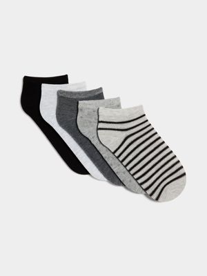 Jet Women's Grey/Silver 5 Pack Low Socks