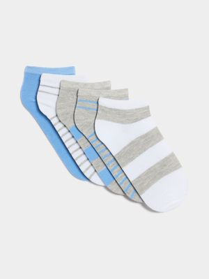 Jet Women's Grey/Blue 5 Pack Low Socks