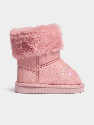 Jet Younger Girls Blush Bunny Boot Slippers