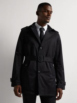 Fabiani Men's Smart Black Trench Coat