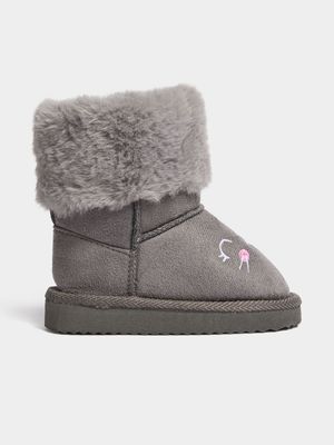 Jet Younger Girls Grey Bunny Boot