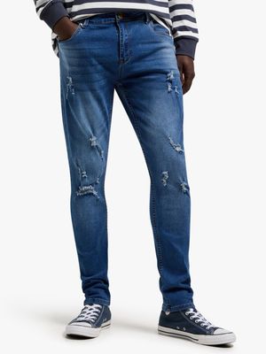 Jet Mens Mid Blue Slim Fit Denim Jeans