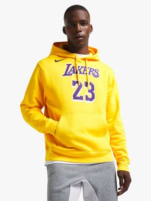 Nike Men's NSW Los Angeles Lakers Club Nike NBA Yellow Pullover Hoodie