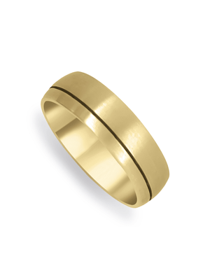 9ct Yellow Gold 6mm Side Groove Satin Finish Wedding Band